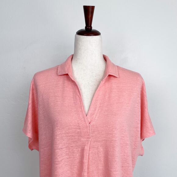 Chico's Soft Knit 100% Linen Easy Henley V-Neck Collar Top - Picture 1 of 8